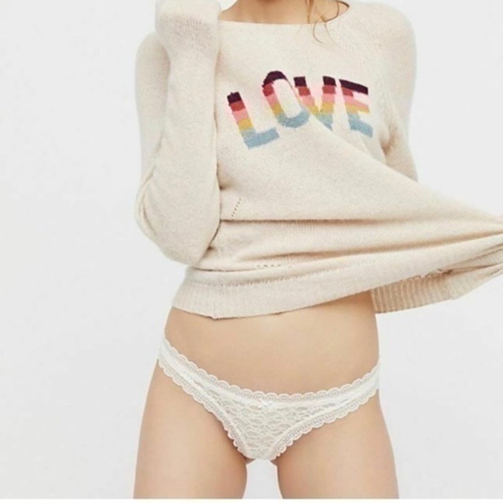 Free People Lace Thong Ivory Size Medium